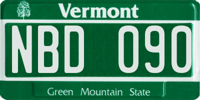 VT license plate NBD090