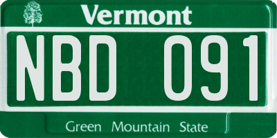 VT license plate NBD091