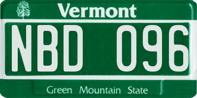 VT license plate NBD096