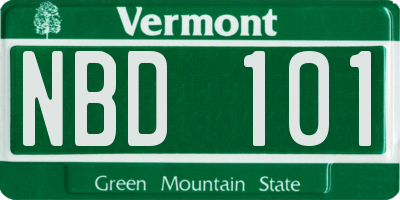 VT license plate NBD101