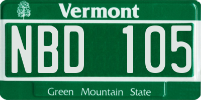 VT license plate NBD105