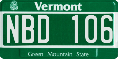 VT license plate NBD106