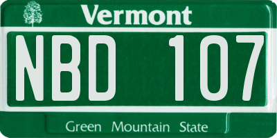 VT license plate NBD107