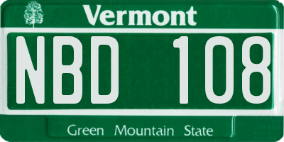 VT license plate NBD108