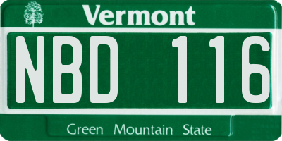VT license plate NBD116