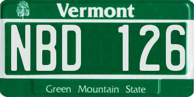 VT license plate NBD126
