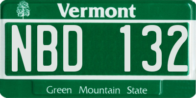 VT license plate NBD132