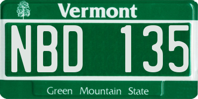 VT license plate NBD135