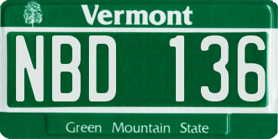 VT license plate NBD136