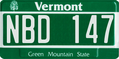 VT license plate NBD147