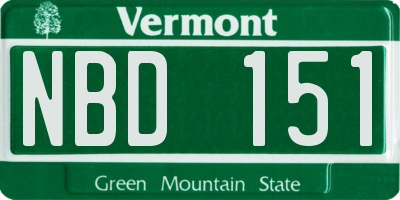 VT license plate NBD151
