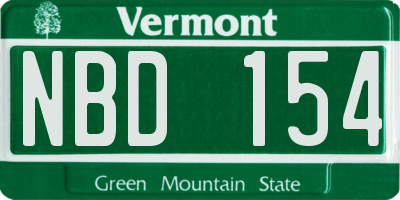 VT license plate NBD154