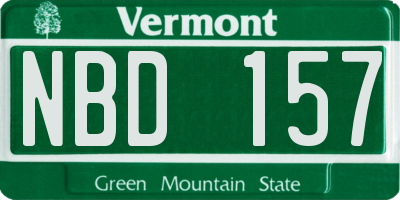 VT license plate NBD157