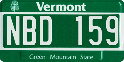 VT license plate NBD159