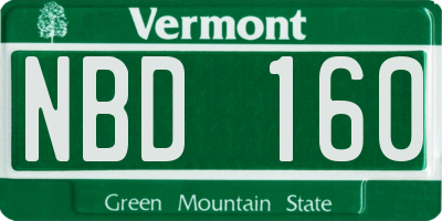 VT license plate NBD160