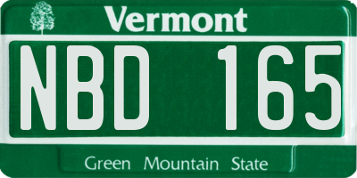 VT license plate NBD165