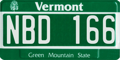 VT license plate NBD166