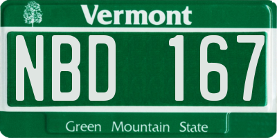 VT license plate NBD167