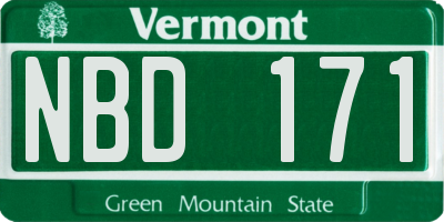 VT license plate NBD171