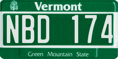 VT license plate NBD174
