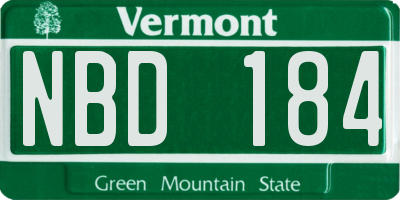 VT license plate NBD184