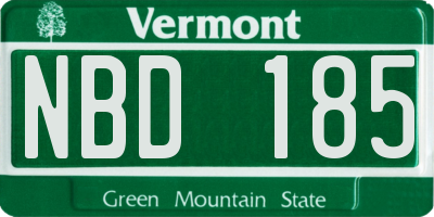 VT license plate NBD185