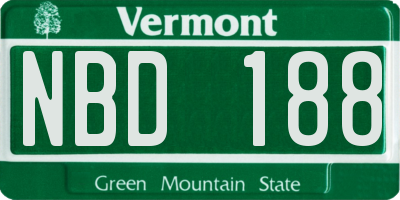 VT license plate NBD188