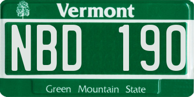 VT license plate NBD190