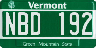 VT license plate NBD192
