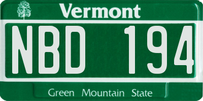 VT license plate NBD194