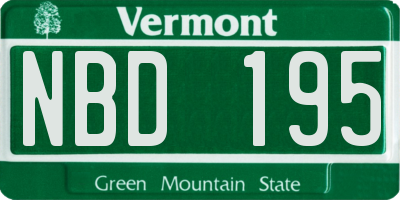 VT license plate NBD195