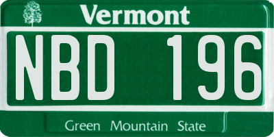 VT license plate NBD196