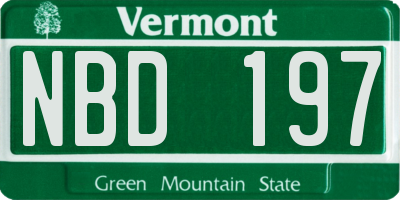 VT license plate NBD197