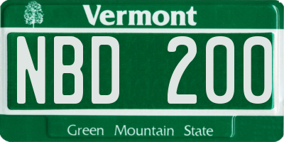 VT license plate NBD200