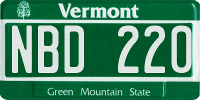 VT license plate NBD220