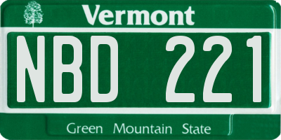 VT license plate NBD221