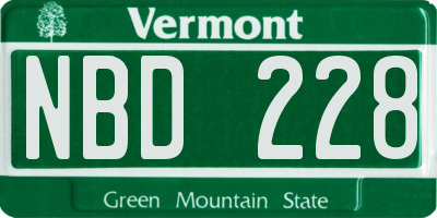 VT license plate NBD228