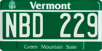 VT license plate NBD229