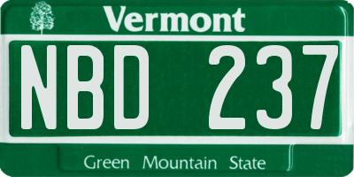 VT license plate NBD237