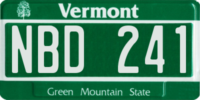 VT license plate NBD241