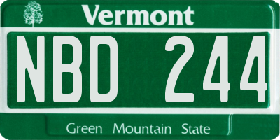 VT license plate NBD244