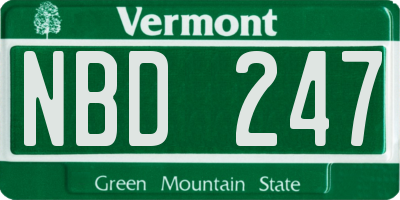 VT license plate NBD247