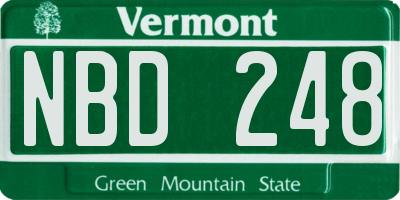 VT license plate NBD248
