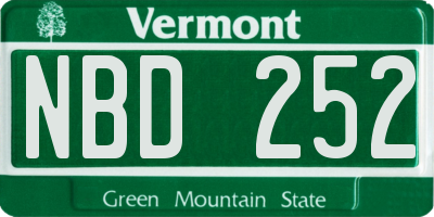 VT license plate NBD252