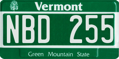 VT license plate NBD255