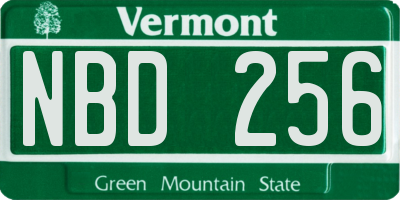 VT license plate NBD256