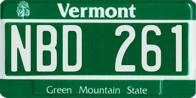 VT license plate NBD261