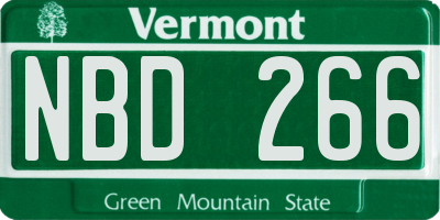 VT license plate NBD266