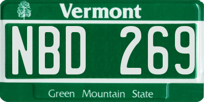 VT license plate NBD269