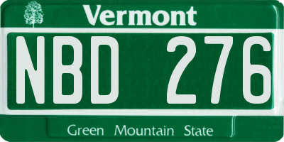 VT license plate NBD276